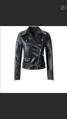 Black faux leather jacket with gold hardware  - Image 1 of 3