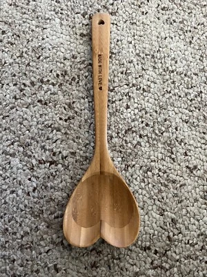 Blanc Reed "Made With Love" Heart Shaped Bamboo Laminated Wooden Spoon 12" - Изображение 1 из 4
