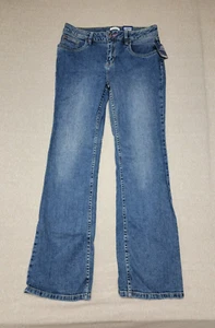 NWT~BASIC EDITIONS Girl's Size 16 Blue Denim Jeans Bootcut Adj. Waistband - Picture 1 of 7