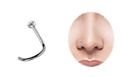 MODERN NATURE PIERCING-SCHMUCK Titan Piercing Gioiello Nose Stud Nasenstecker In 0,8Mm Spirale E Glitter Pietra
