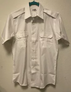 CAMISA HOMBRE CINTAS UNIFORME AVIADOR ALGODÓN/POLIÉSTER MANGA CORTA TALLA 15.5 NUEVA BLANCA - Imagen 1 de 3