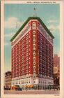 Indianapolis, Indiana Postcard HOTEL LINCOLN Street View - Curteich Linen c1932