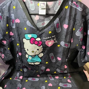 Hello Kitty Cherokee Scrubs Sanrio Tooniforms V Neck Top TF783 HKKG - Picture 1 of 6