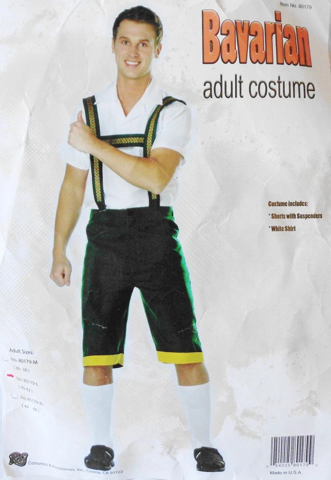 Disfraz bávaro para hombre talla grande 40/42 pantalones cortos con tirantes y camisa blanca Foto 1 de 1