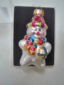 Ornamento de muñeco de nieve de vidrio hecho a mano 2003 - Imagen 1 de 4