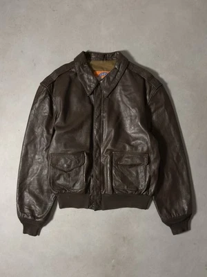 Jaqueta de Voo de Couro Vintage Cooper Tipo A-2 Tamanho 46 R Força Aérea Marrom Bombardeiro - Imagem 1 de 4