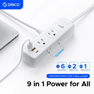 Power Strip Surge Protector 5'-10' Extension Cord 6 Outlets 2 USB Ports 1 USB-C - Picture 1 of 10
