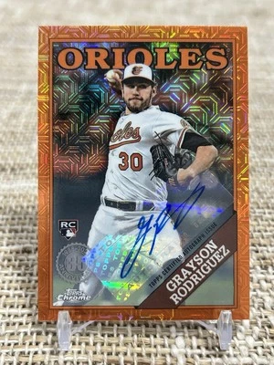 2023 Topps Chrome Silver Pack GRAYSON RODRIGUEZ ORANGE MOJO AUTOGRAPH RC /25 - Image 1 of 2