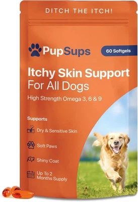 Up to 2  Supply: Dog Itchy Skin Relief - 60 Softgels for Allergies - Image 1 of 4