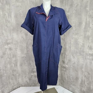 Abito da casa tubino blu vintage anni 70 Yves Jennet Union Made donna XL casual - Foto 1 di 10