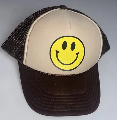 Otto смайлик лицо коричневый водитель грузовика крышка шляпа SnapBack иметь хороший день гранж Skater - Изображение 1 из 4