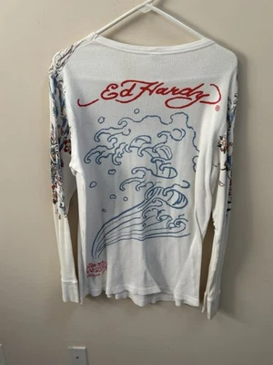 Vintage 2000 Ed Hardy Floral Waves Térmico Hombre’s L Foto 1 de 2