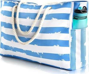 Large Beach Bag for Women & Men, Beach Bags Waterproof Sandproof, Travel Tote Ba - Foto 1 di 12