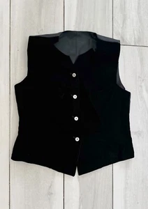Ladies Vintage St. Michael M&S Black Velveteen Waistcoat - Size 16 - Picture 1 of 5