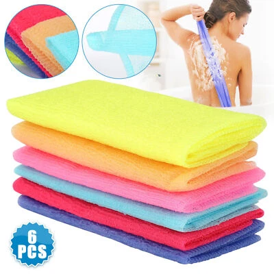 6x Exfoliating Wash Cloth Nylon Japanese Korean Bath Towel Body Back Skin Scrub - Image 1 of 4