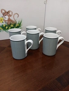 DANSK BISTRO RINGSTED GREEN MUGS Set of (6) Coffee Tea 4 1/8" Tall ~11 oz. ~ - Picture 1 of 7