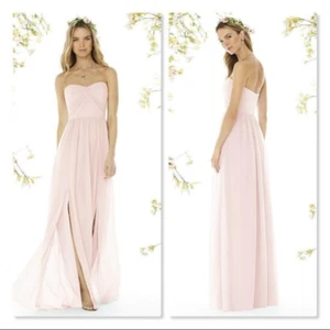 Social Bridesmaids Damen Rouge Rosa Trägerlos Drapiert Mieder Maxikleid mit Fr - Bild 1 von 2