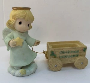 Precious Moments CHRISTMAS WISH STARS Angel Pulling Wagon - Picture 1 of 6