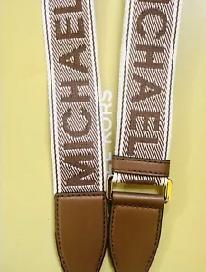 51”x1.5” Michael Kors Gold Luggage Brown Canvas Handbag Shoulder Crossbody Strap - Picture 1 of 16