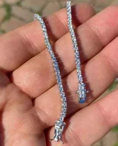 7" inch Long Tennis Bracelet Solid 14K White Gold 6 Carat Round Cut For Women - Picture 1 of 4