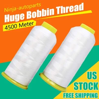 Huge Bobbin Thread for Sewing and Embroidery Machine 2 White Colors Set - Image 1 of 4