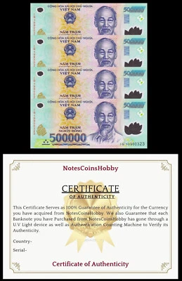 Vietnam Polymer 2 MILLION DONG (4 x 500k) with C.O.A New/UNC Ship from CANADA - Image 1 of 2