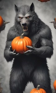 halloween decoration Werewolf With Pumpkin Picture  - Picture 1 of 1