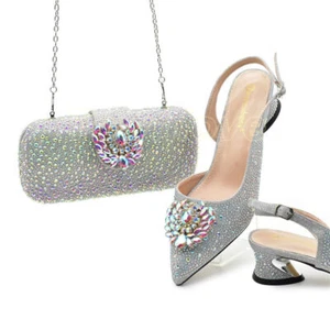 LatestShoes and Bag Wedding Italian Matching Rhinestones Party 1 Set Lady Shoes - Picture 1 of 29