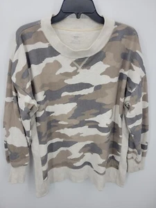 Aerie Sweater Womens Medium Tan Animal Print Crew Neck Pullover Sweatshirt - Picture 1 of 8