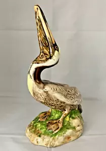 Ceramic 10" Brown Pelican Figurine 1971 Florida signed browns green white yellow - Picture 1 of 7