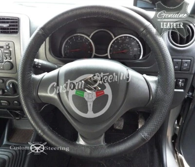 Pour 2014-2018 Suzuki Jimny Vrai Noir Housse Volant Cuir Double Point - Photo 1/4