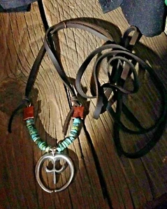 Naja & Turquoise Pendant Leather Necklace $425 Sundance Artist Beautiful - Picture 1 of 8