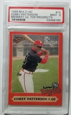Corey Patterson 1999 Multi-Ad Midwest League Lansing Lugnuts #15 PSA MINT 9 Cubs - Image 1 of 2