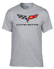 Chevrolet Corvette Logo GM Car Auto Grau T-Shirt -080_Grau