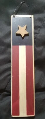 MADERA RÚSTICA ROJO BLANCO Y AZUL ESTRELLAS Y RAYAS MOTIVO ARTE POPULAR PINTADO HECHO A MANO Foto 1 de 4