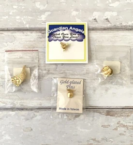 Gold Pins Bundle Lot Flower Angel Apple Cornucopia NEW - Picture 1 of 5