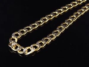 Men's Ladies Diamond Cut Hollow Curb Cuban Link Chain Real 10K Yellow Gold 4M... - Picture 1 of 5