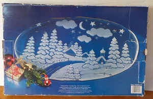 Walther Glas Stollenplatte Kuchenplatte Winterlandschaft oval 42 x 27,5cm in OVP - Bild 1 von 7