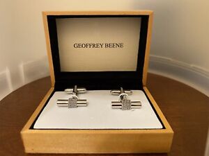 Geoffrey Beene Silver Cuff Links In Original Box