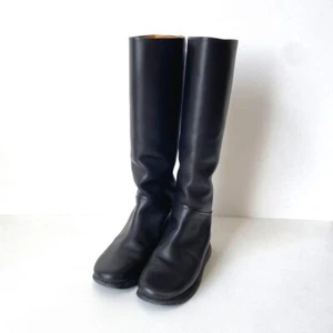 HERMES Martin Margiela Era Long Boots Black Leather Size 37 - Picture 1 of 16