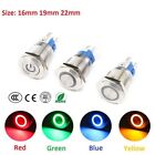 16mm/19/22mm Car Instrument S/S Metal Waterproof Push Button Switch 6V-220V LED