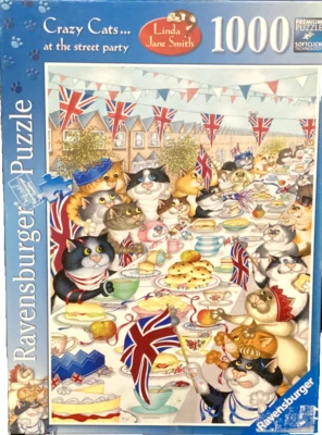 Ravensburger 1000 pc Crazy Cats Street Party-Linda Jane Smith 2013 jigsaw puzzle - Image 1 of 2