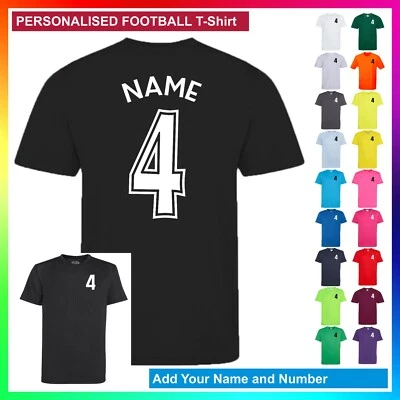 AWDIS Personalised Printed KIDS Football Style T-Shirt Polyester - Add Name and Number