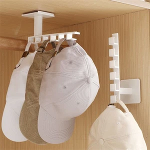 6Hooks Hat Holder L Shaped Baseball Cap Storage Rack Wall Hat Belt Organizer - Picture 1 of 12