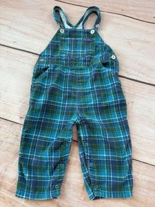 Salopette vintage Old Navy bambino 12-18 mesi plaid velluto a coste anni 90 Y2K - Foto 1 di 3