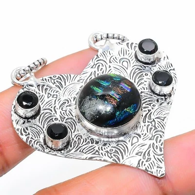 Ciondolo gioiello in argento sterling 925 con pietra preziosa spinello nero... - Immagine 1 di 4