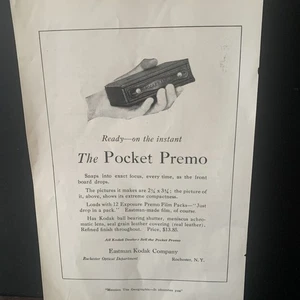 Vintage 1920 Eastman Kodak Company The Pocket Premo Ad Advertisement - Picture 1 of 2