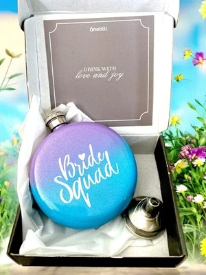 Escuadrón de Novia Frasco de Cadera Violeta y Azul Ombre 5oz Boda Fiesta Regalo Despedida de Soltera Foto 1 de 2