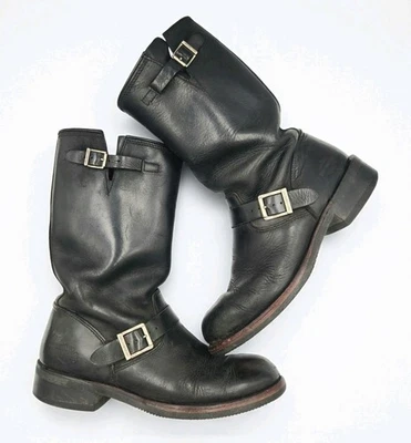 Botas de motocicleta Harley Davidson Big Sur Engineer para hombre 10 hebillas de cuero negras Foto 1 de 4