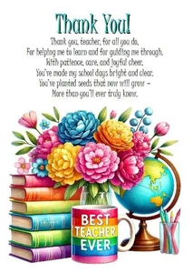 NEW Thank You Teach Love Inspire A5 Card & Envelope Junior School Age - Picture 1 of 4